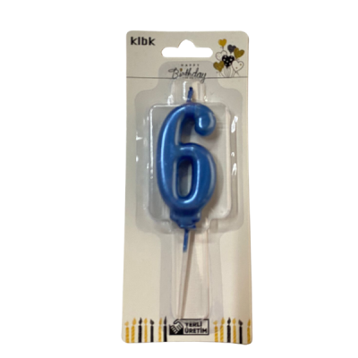 Mavi Klasik 6 Rakam Mum 6.5 cm