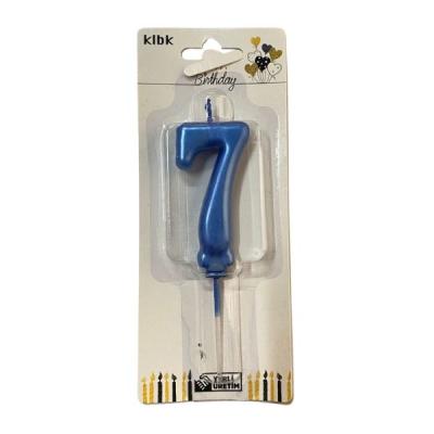 Mavi Klasik 7 Rakam Mum 6.5 cm