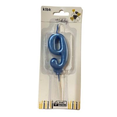 Mavi Klasik 9 Rakam Mum 6.5 cm