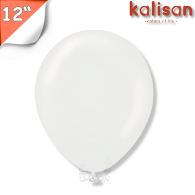 Pastel 12" Balon Kalisan Beyaz (White)