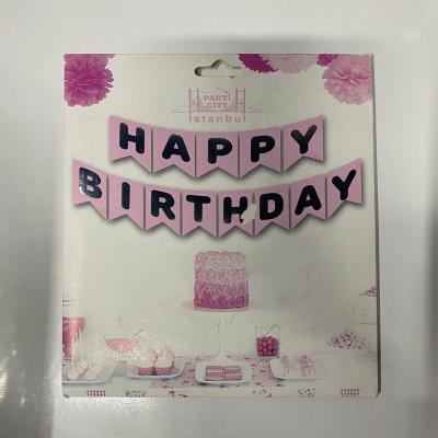 Pembe Gümüş Happy Birthday  Banner