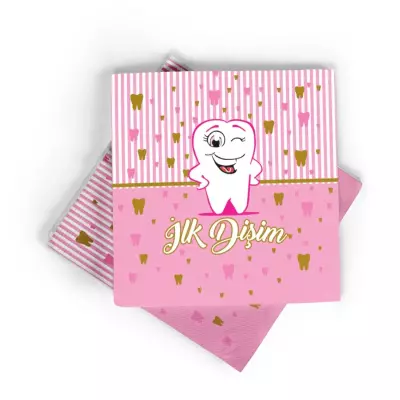 Pembe İlk Dişim Peçete 20 li