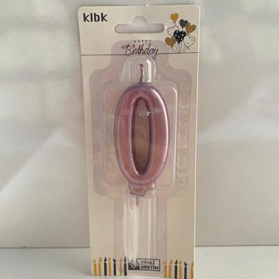 Pembe Klasik 0 Rakam Mum 6.5 cm