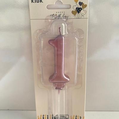 Pembe Klasik 1 Rakam Mum 6.5 cm