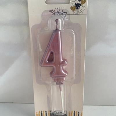 Pembe Klasik 4 Rakam Mum 6.5 cm
