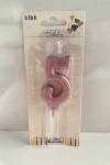 Pembe Klasik 5 Rakam Mum 6.5 cm