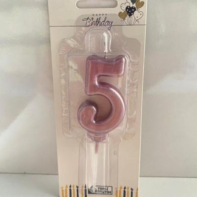Pembe Klasik 5 Rakam Mum 6.5 cm