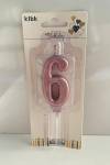 Pembe Klasik 6 Rakam Mum 6.5 cm