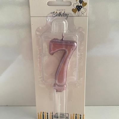 Pembe Klasik 7 Rakam Mum 6.5 cm