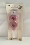 Pembe Klasik 8 Rakam Mum 6.5 cm