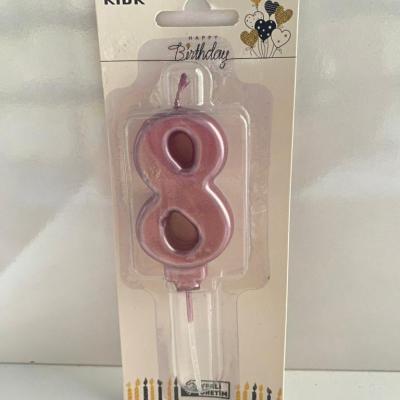 Pembe Klasik 8 Rakam Mum 6.5 cm