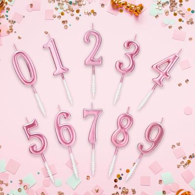 Pembe Rakam Mum 0-9 Set