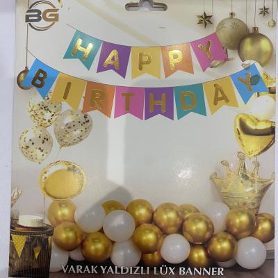 Rengarenk Gold Happy Birthday  Banner