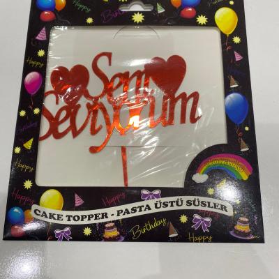 Seni Seviyorum KIRMIZI Pleksi Pasta Süsü