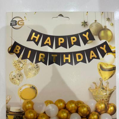 Siyah Gold Happy Birthday  Banner