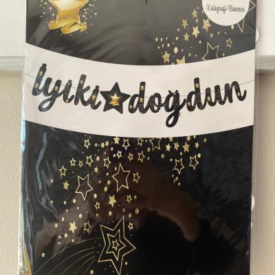Siyah Gold İyi Ki Doğdun Kaligrafi Banner