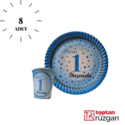 TABAK BARDAK 1 YAŞ MAVİ 8 Lİ