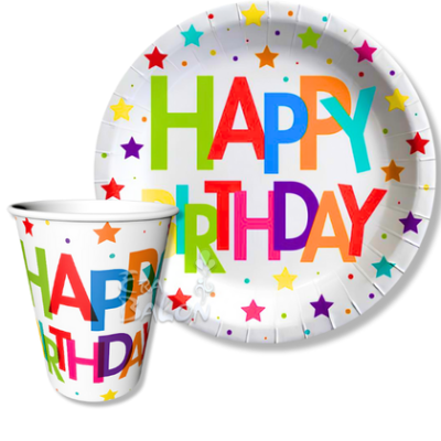 Tabak-Bardak Baskılı Superstar Bırthday 8'li