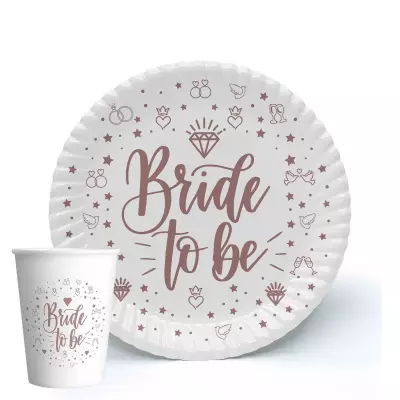 TABAK BARDAK BRIDE TO BE BEYAZ 8 Lİ