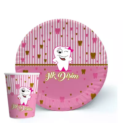 TABAK BARDAK DİŞ PEMBE 8 Lİ