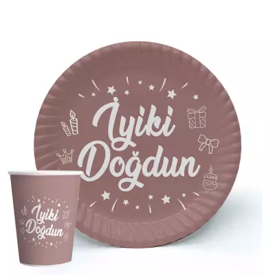 TABAK BARDAK İYİ Kİ DOĞDUN BAKIR 8 Lİ