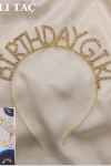 Taşlı Taç Birthday Girl Gold